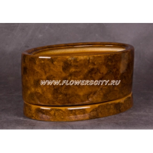 Горшок керамический коричневый Овал - диаметр 28 см, высота 10см